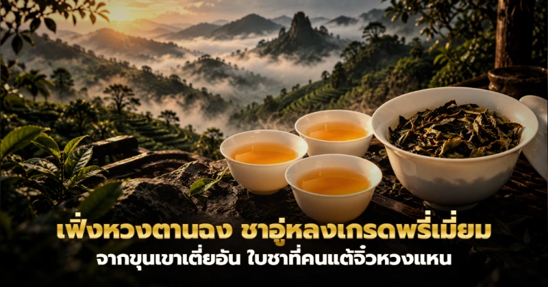 ใบชาอู่หลงเฟิ่งหวงตานฉงในกาน้ำชาจีนโบราณ